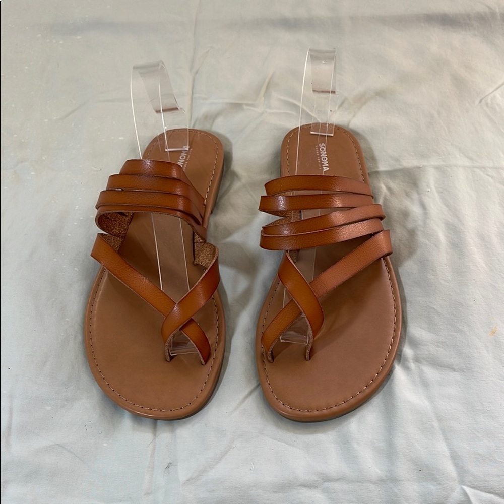 Sonoma Tan Faux Leather Sandals Size 11 NWOT